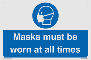 Masks must be worn at all times